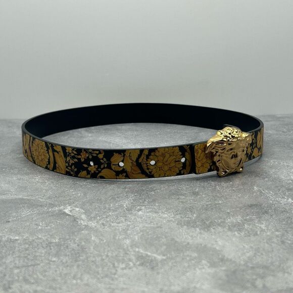 NWT Versace Teens La Medusa Hibiscus Print Reversible Belt Size L With Box main image 8
